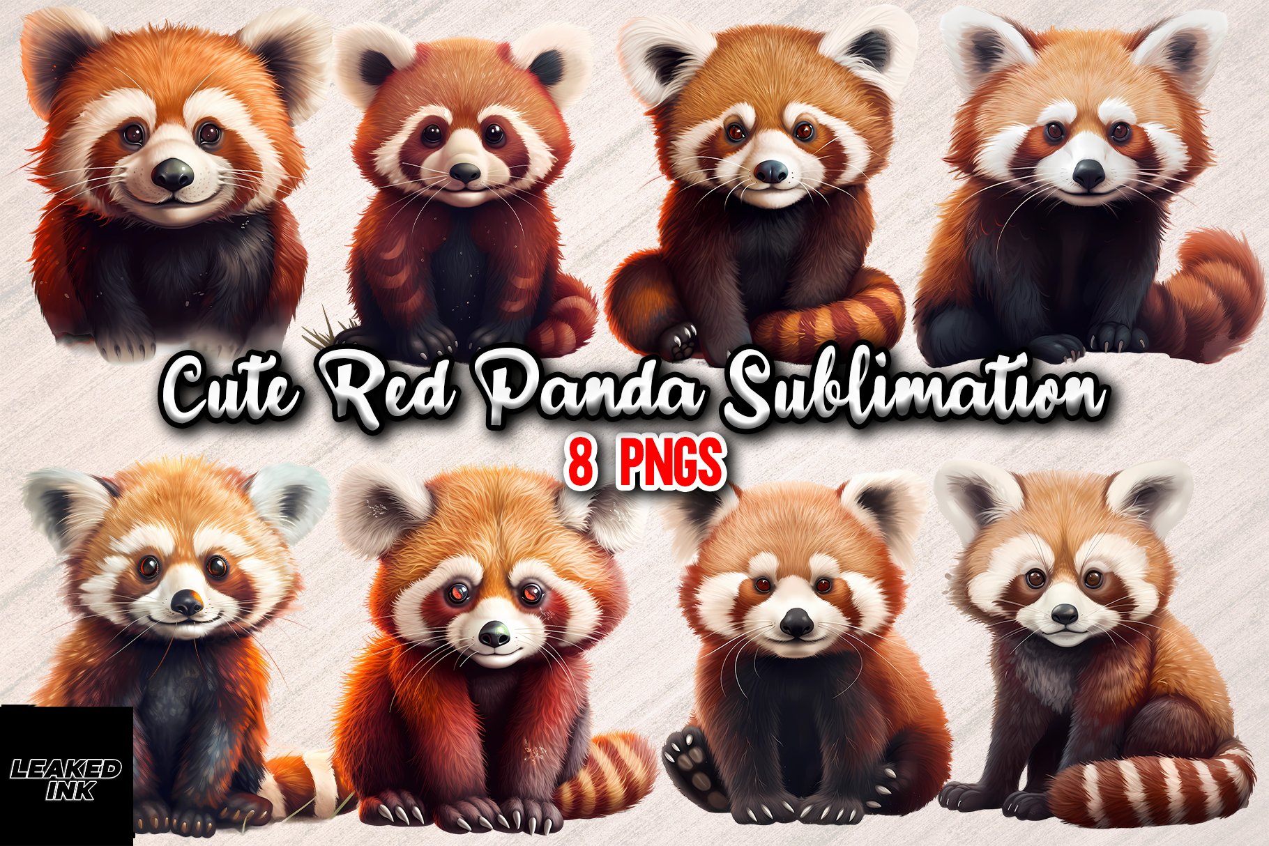 Cute Red Panda Sublimation - 8 PNGs cover image.
