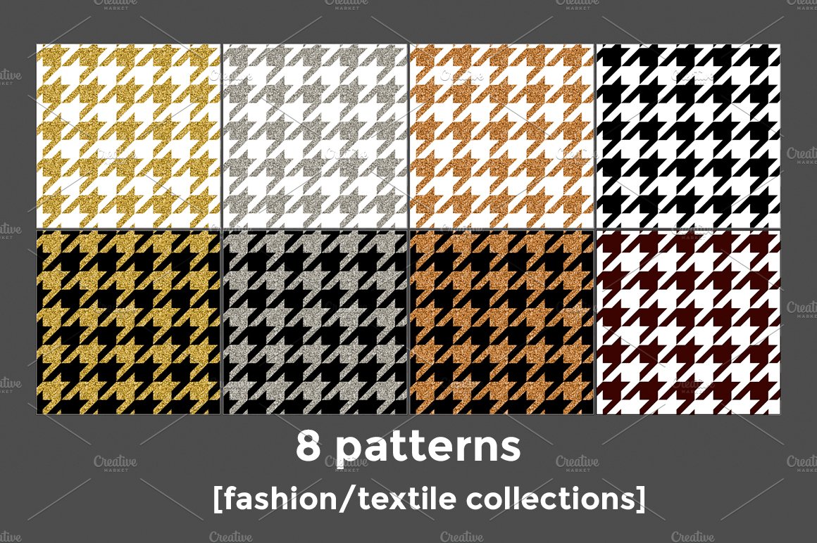 8 gold, silver, bronze houndstooth cover image.