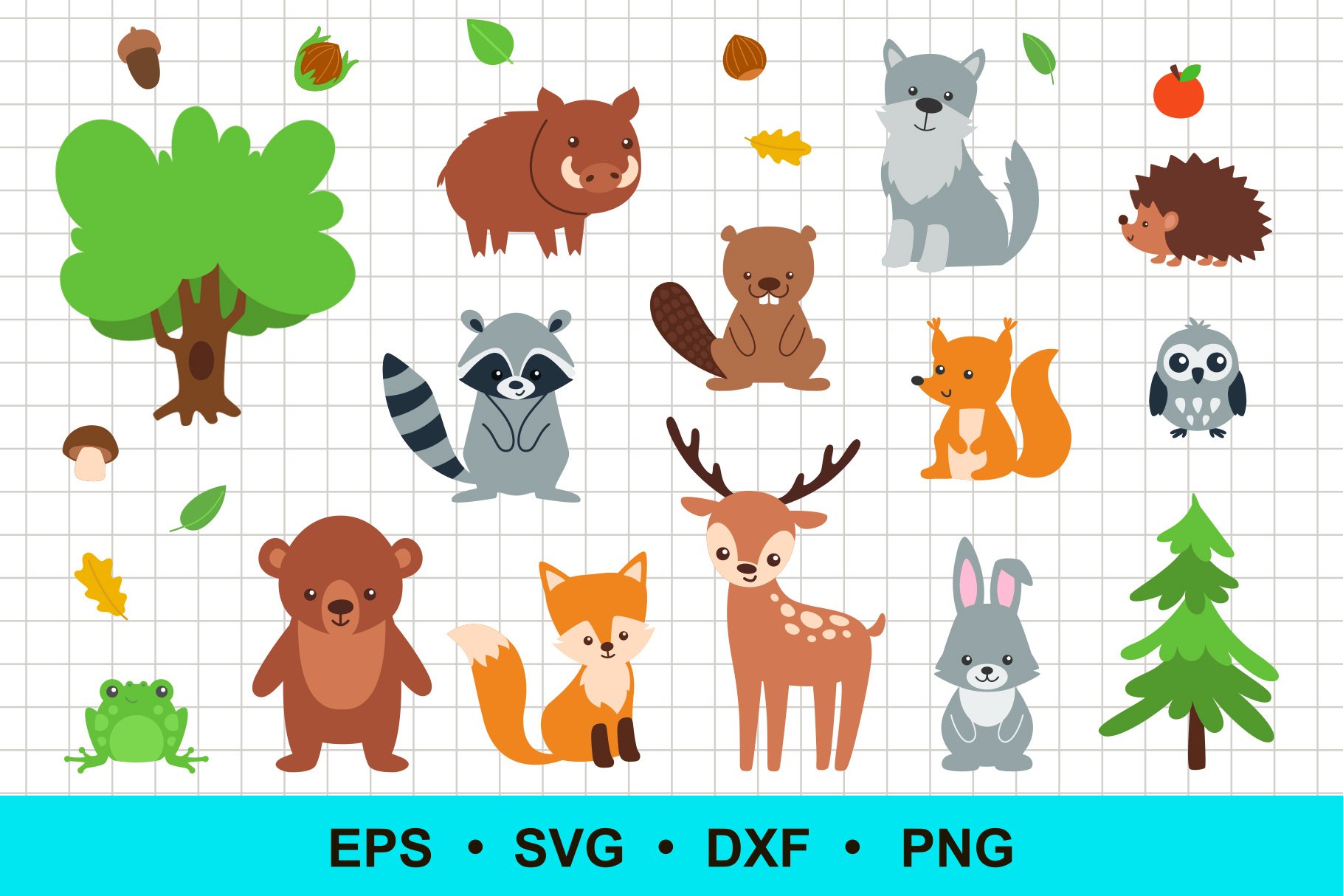 Woodland Animals Clip Art preview image.