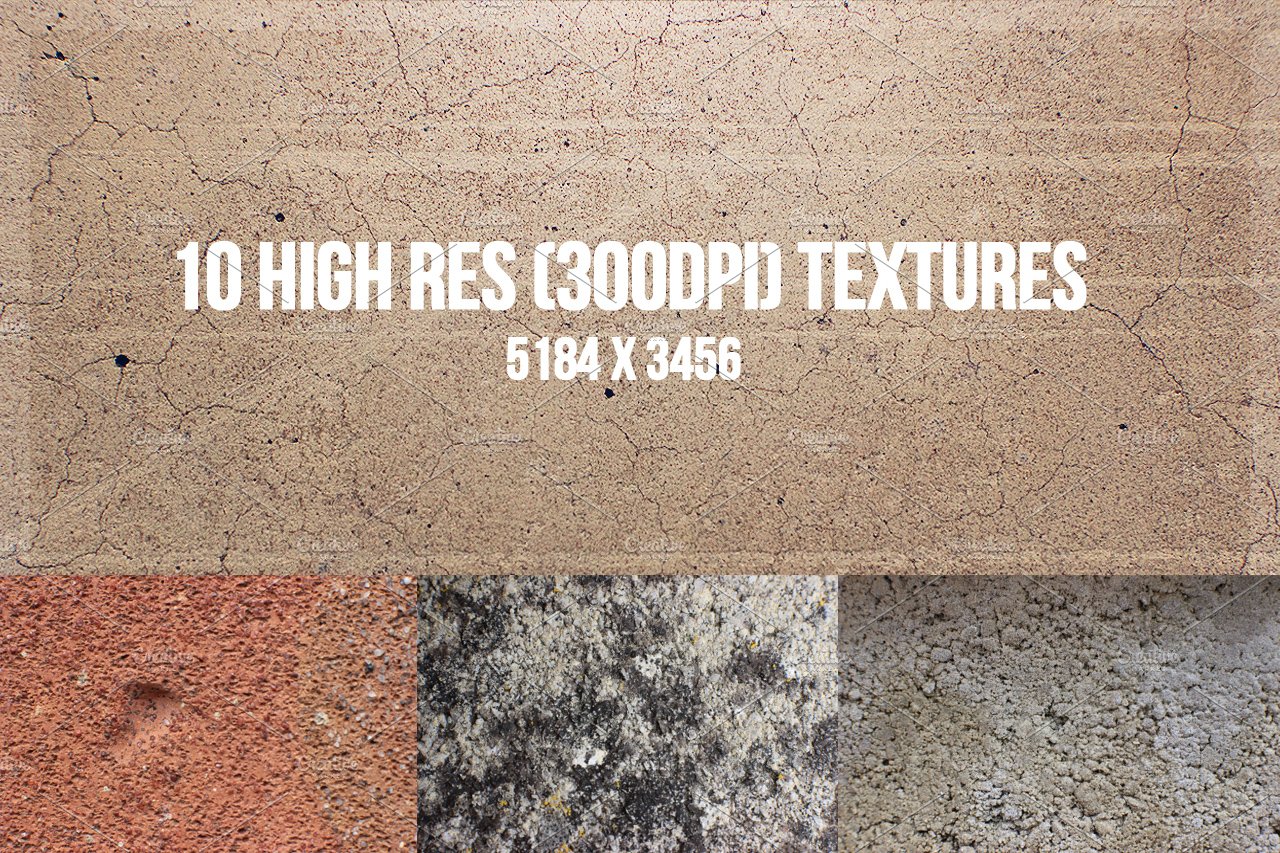 10 Concrete Grunge Textures preview image.
