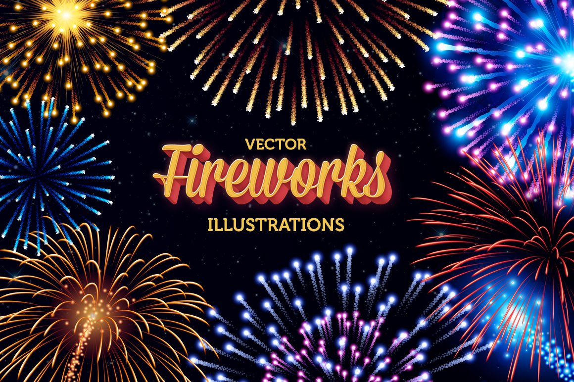 Vector Fireworks Illustrations cover image.