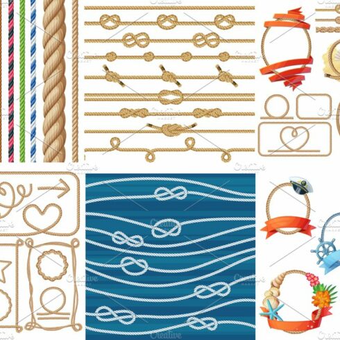 Vector various ropes set cover image.