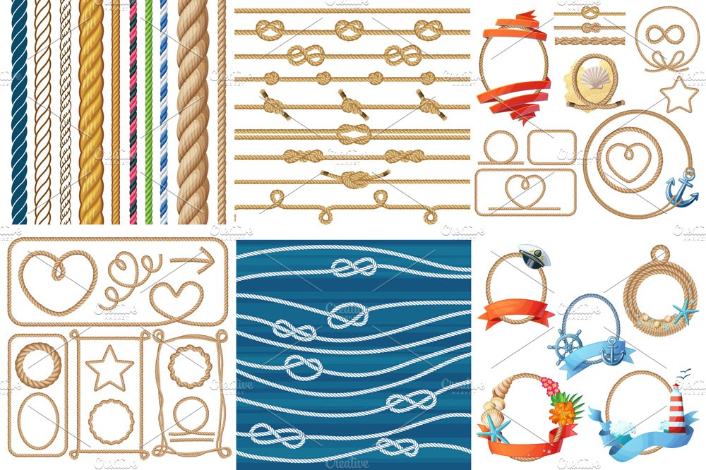 Vector various ropes set cover image.