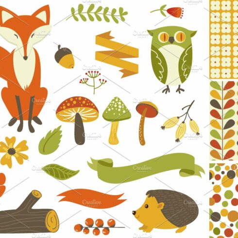 Woodland Fall Clip Art,Mushrooms,Fox cover image.