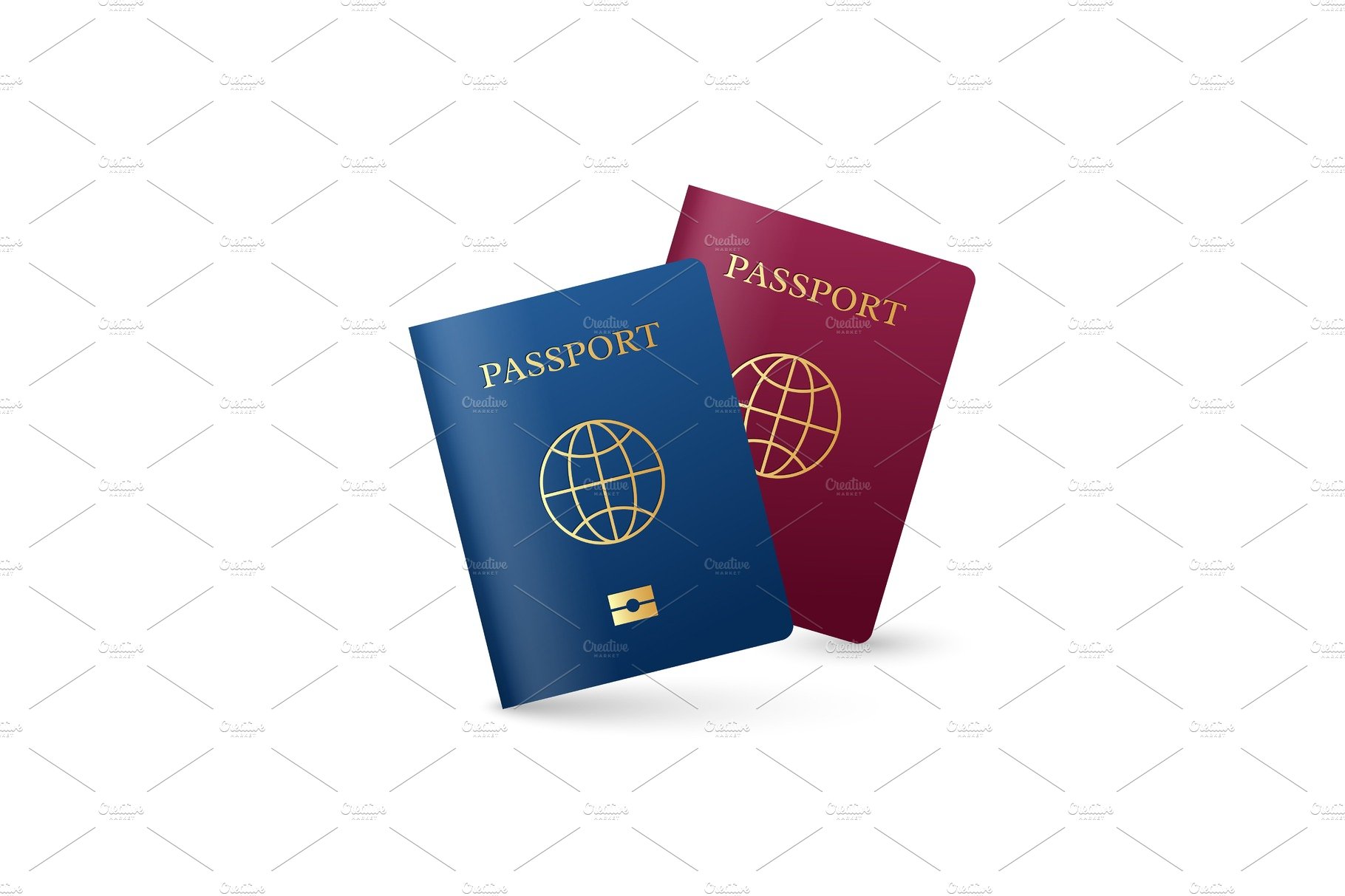 Realistic international passport cover image.