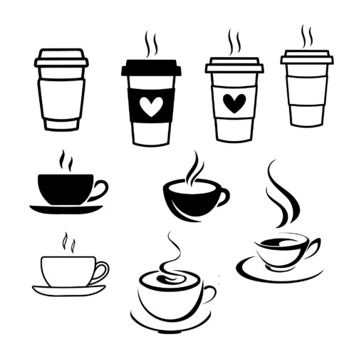 Coffee Cups Bundle ( SVG - PNG - JPG - EPS ) Included cover image.