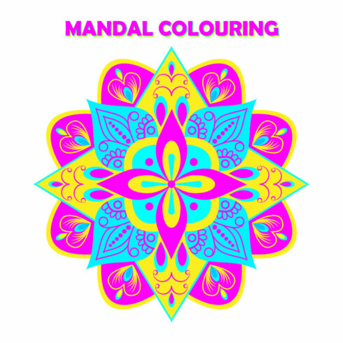 Colouring Mandala Design Template SVG, Ai, EPS, PDF, JPG, PNG File cover image.