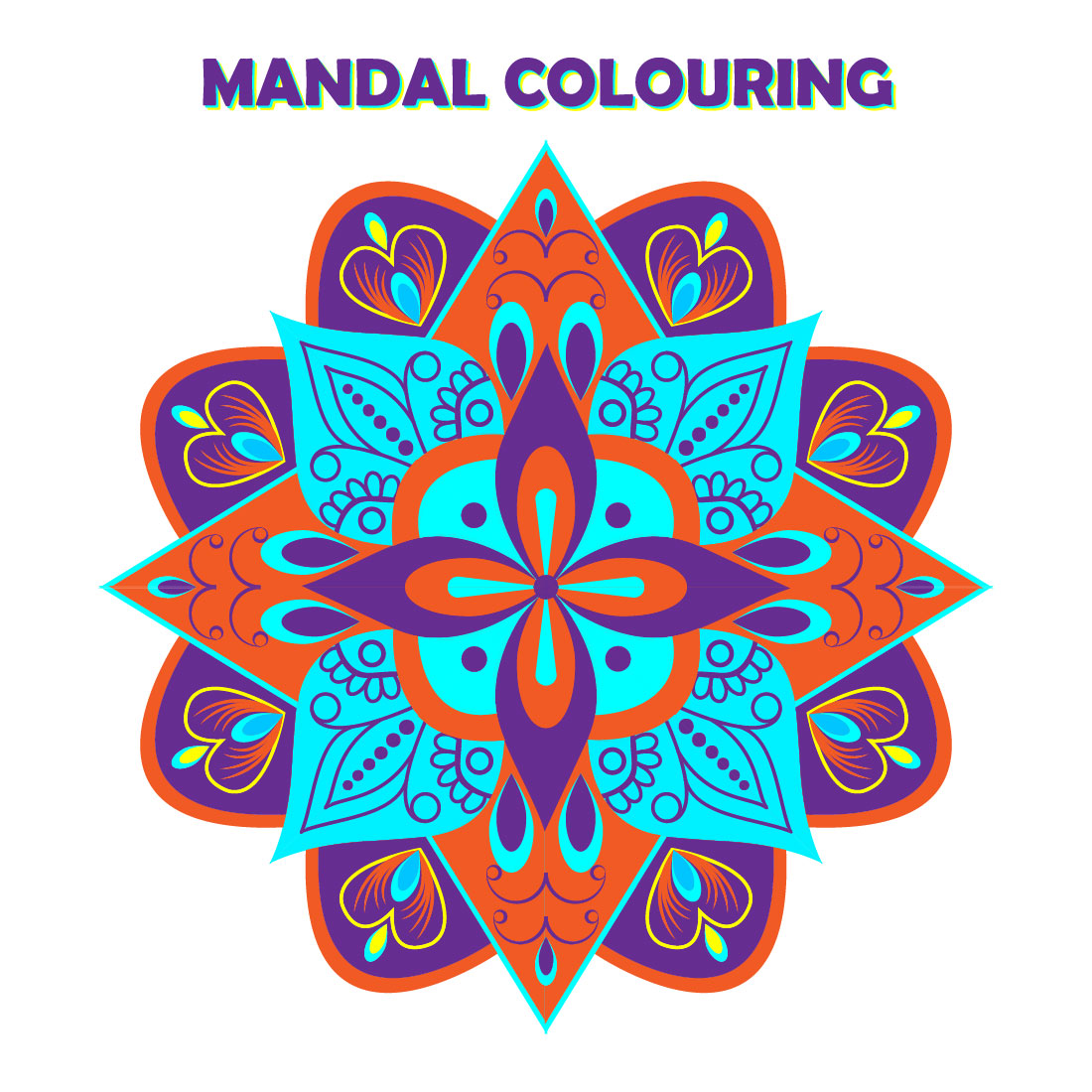 Colouring Mandala Design Template SVG, Ai, EPS, PDF, JPG, PNG File preview image.