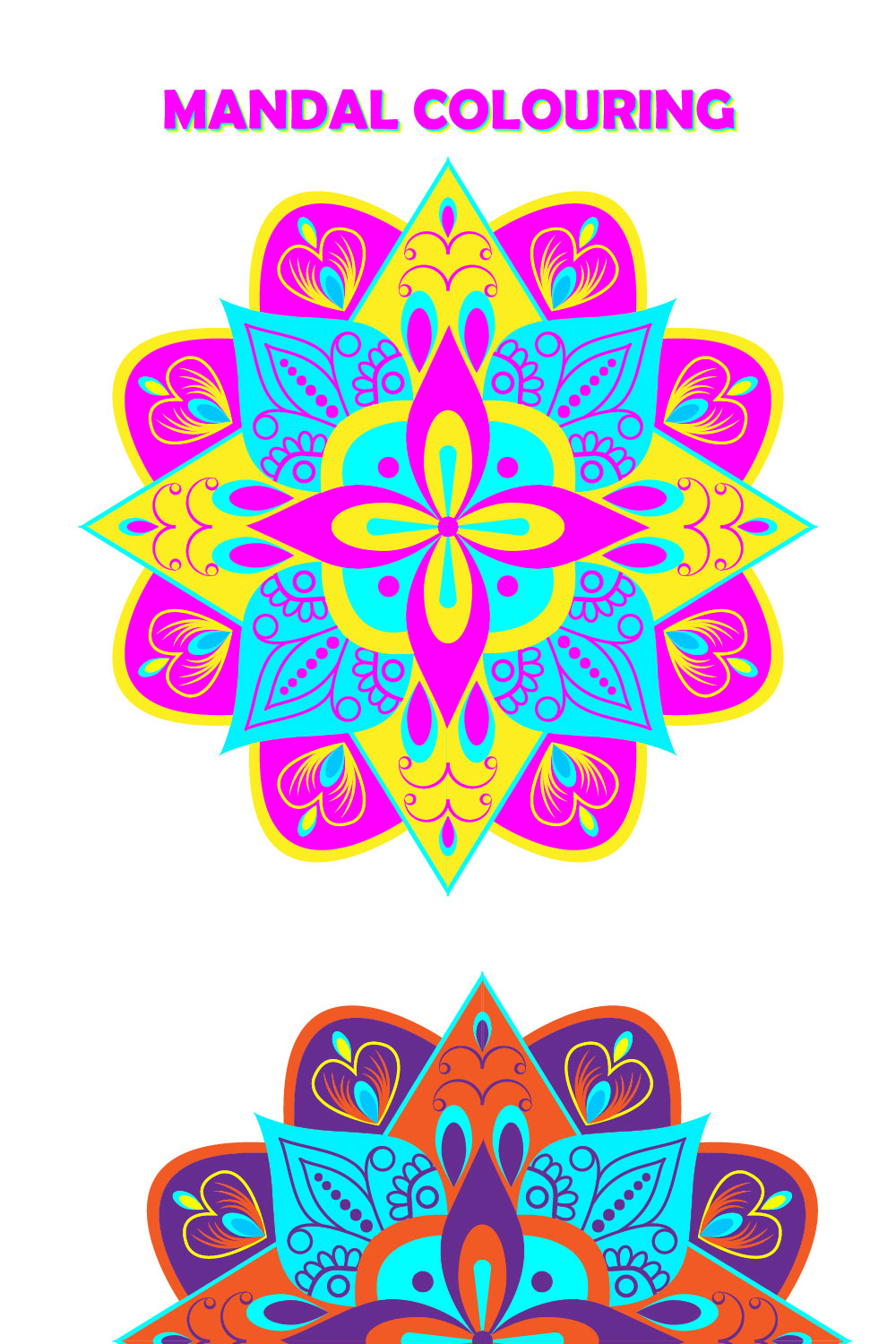 Colouring Mandala Design Template SVG, Ai, EPS, PDF, JPG, PNG File pinterest preview image.