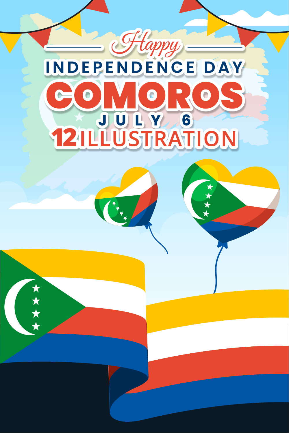 12 Happy Comoros Independence Day Illustration pinterest preview image.