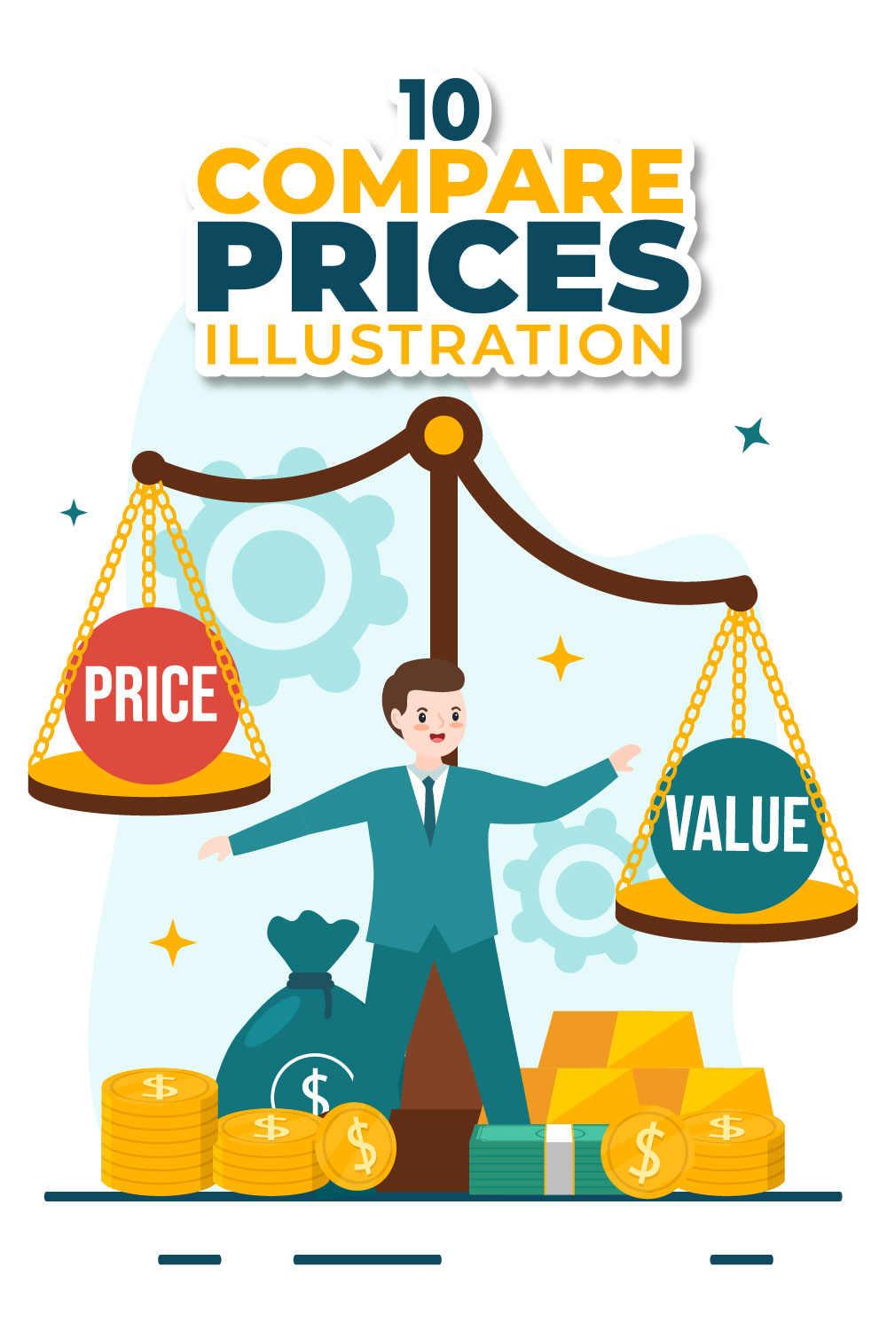 10 Compare Prices Economy Illustration pinterest preview image.
