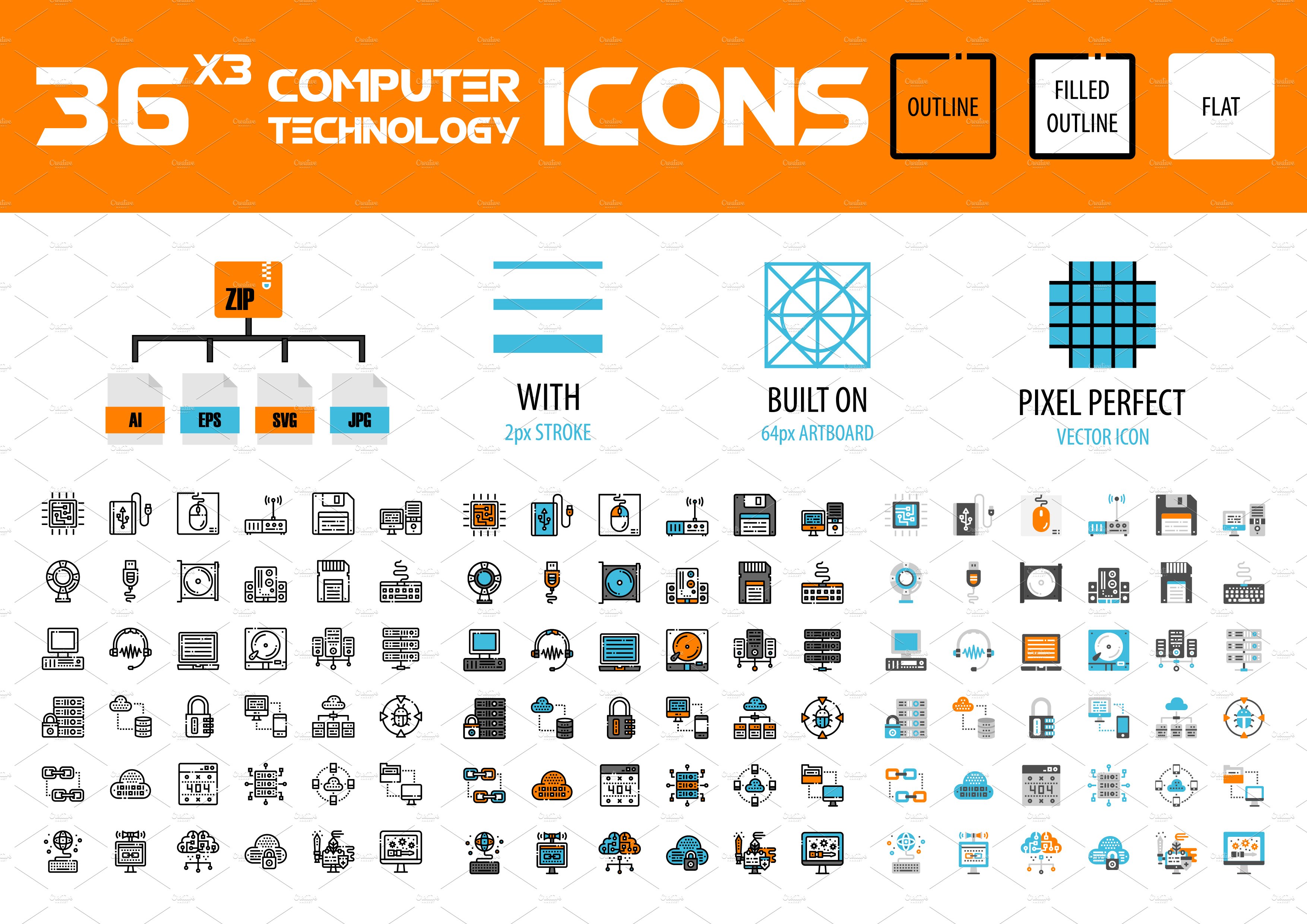 36x3 Computer icons preview image.