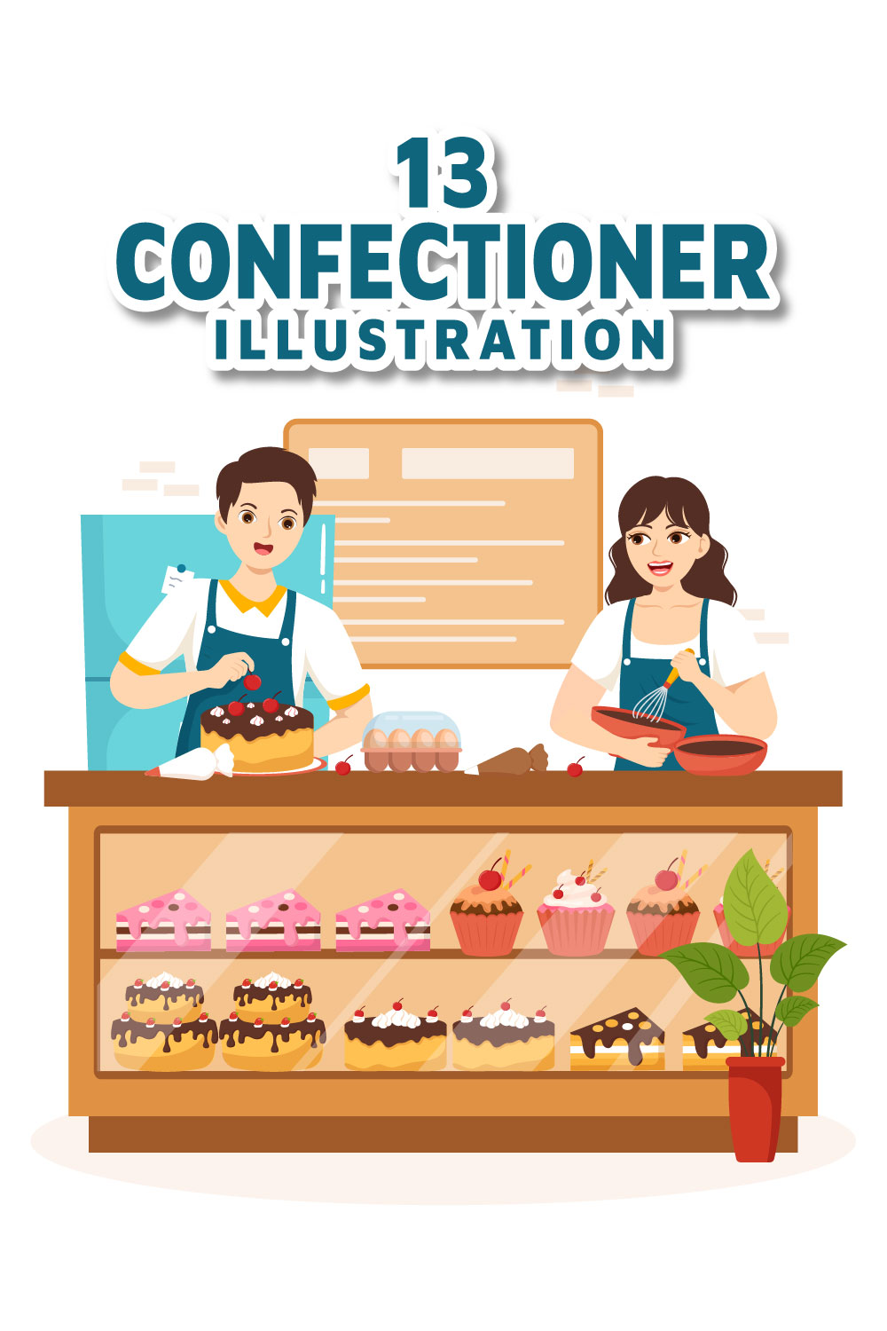13 Confectioner Vector Illustration pinterest preview image.