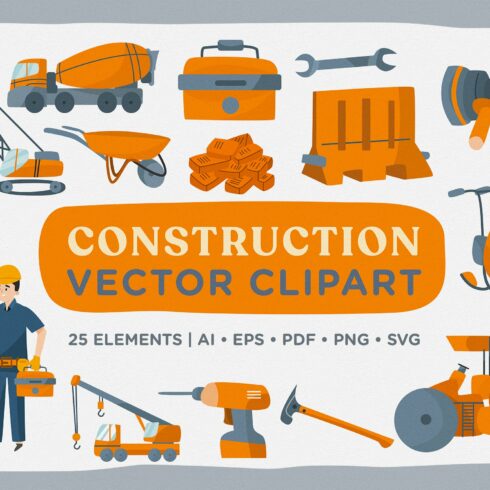 Construction Vector Clipart Pack cover image.