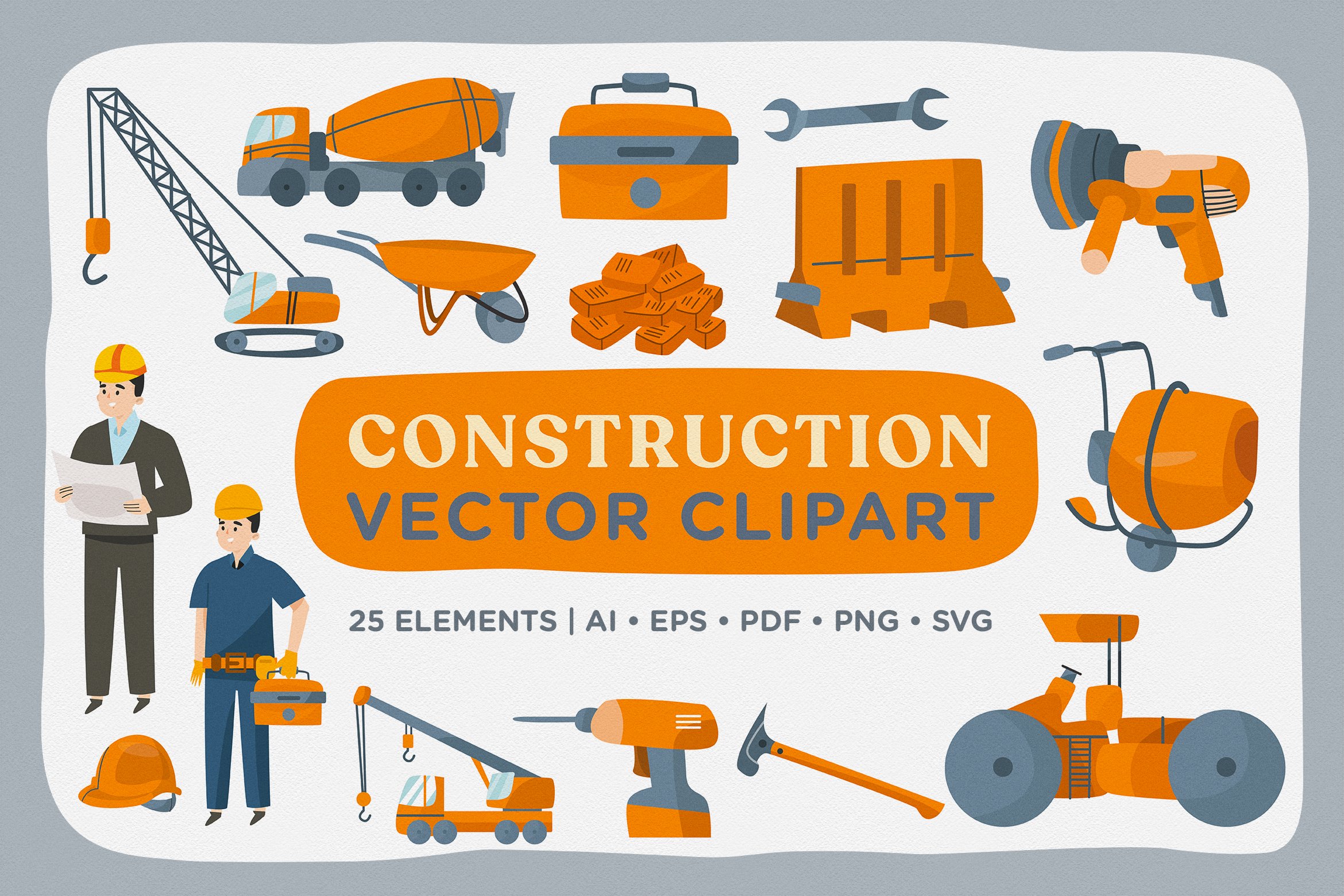 Construction Vector Clipart Pack cover image.