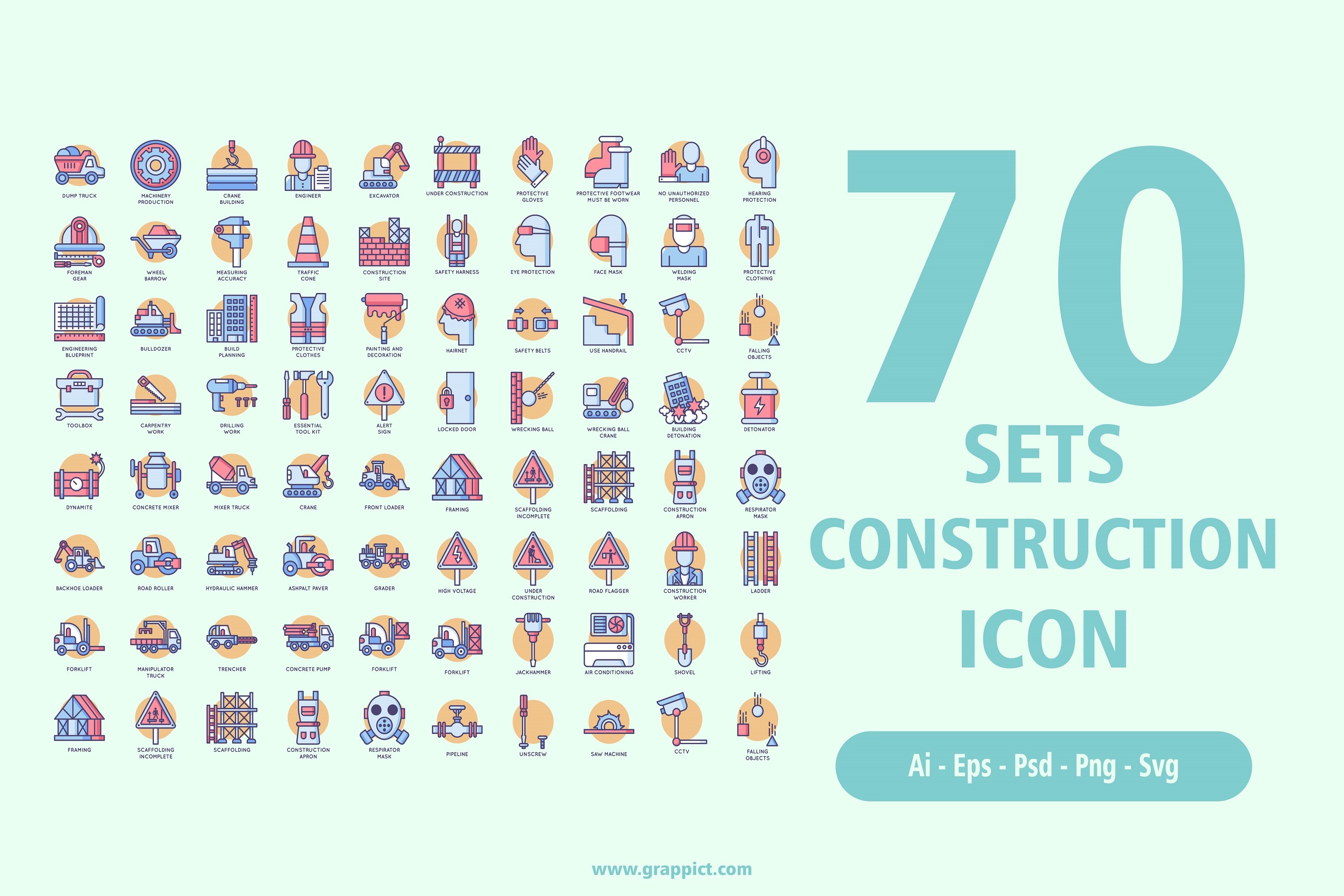 70 Sets Construction Icon cover image.