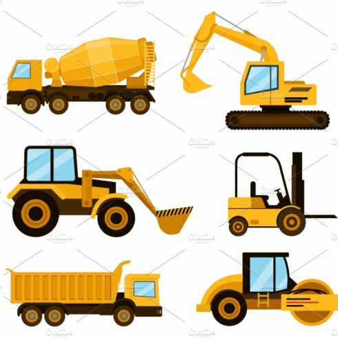 Construction cars icon set cover image.