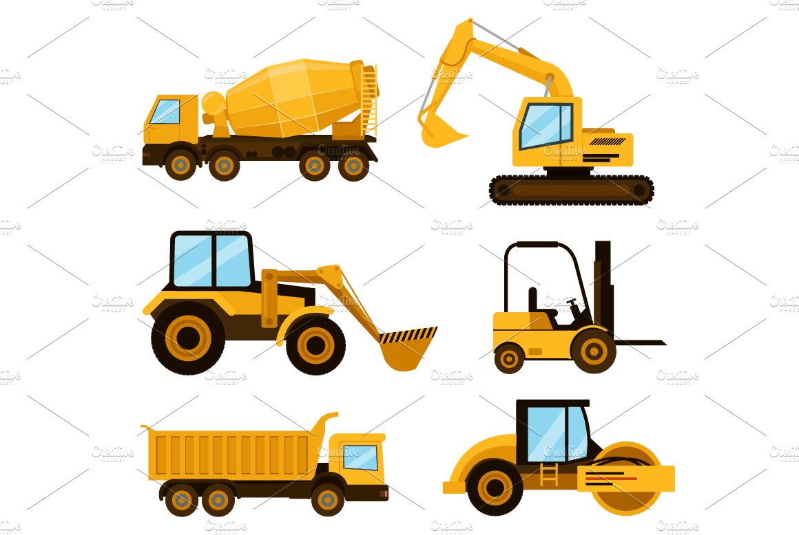 Construction cars icon set cover image.