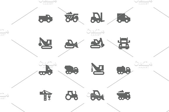 Simple Construction Vehicles Icons cover image.