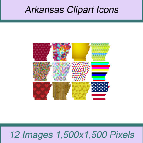 12 STYLISH ARKANSAS STATE CLIPART ICONS cover image.