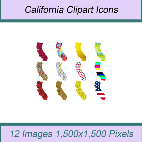 12 STYLISH CALIFORNIA STATE CLIPART ICONS cover image.