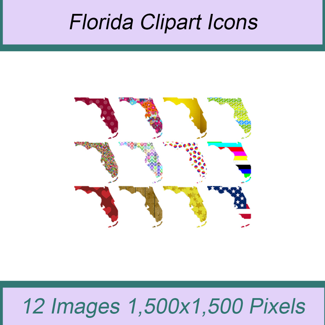 12 STYLISH FLORIDA STATE CLIPART ICONS cover image.