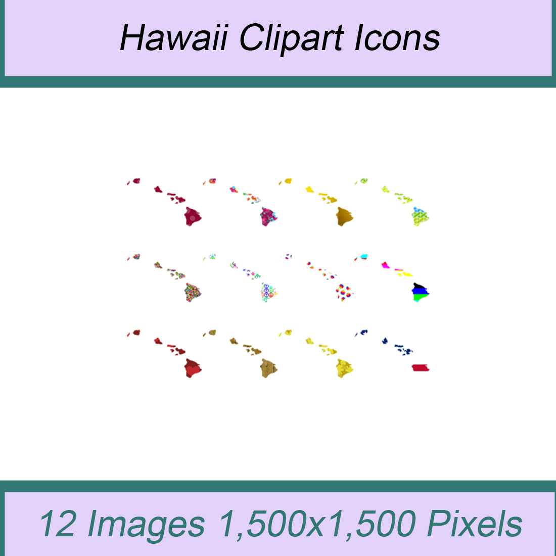 12 STYLISH HAWAII STATE CLIPART ICONS cover image.