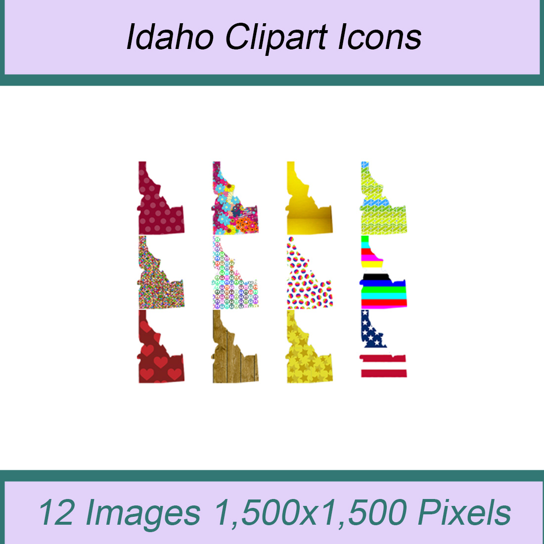 12 STYLISH IDAHO STATE CLIPART ICONS cover image.