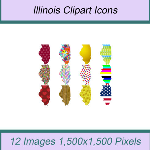 12 STYLISH ILLINOIS STATE CLIPART ICONS cover image.