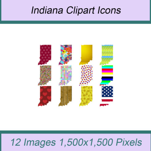 12 STYLISH INDIANA STATE CLIPART ICONS cover image.