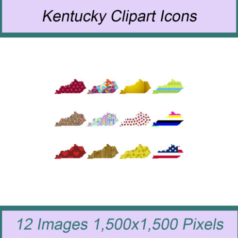 12 STYLISH KENTUCKY STATE CLIPART ICONS cover image.