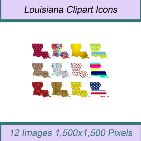 12 STYLISH LOUISIANA STATE CLIPART ICONS cover image.
