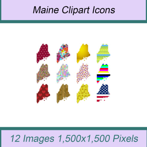 12 STYLISH MAINE STATE CLIPART ICONS cover image.