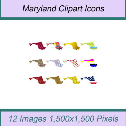 12 STYLISH MARYLAND STATE CLIPART ICONS cover image.