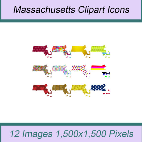 12 STYLISH MASSACHUSETTS STATE CLIPART ICONS cover image.