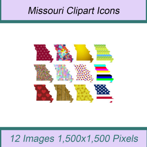 12 STYLISH MISSOURI STATE CLIPART ICONS cover image.
