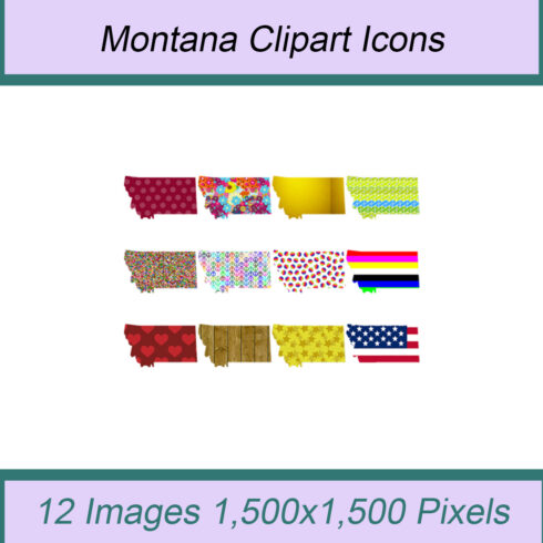 12 STYLISH MONTANA STATE CLIPART ICONS cover image.