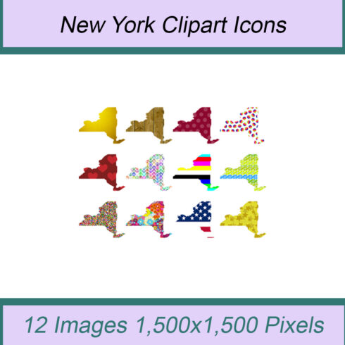 12 STYLISH NEW YORK STATE CLIPART ICONS cover image.