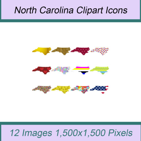 12 STYLISH NORTH CAROLINA STATE CLIPART ICONS cover image.