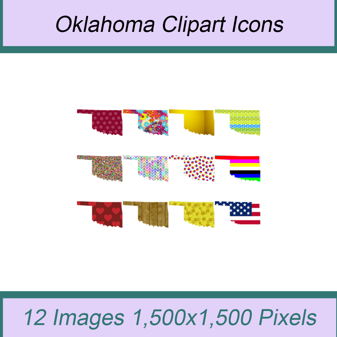 12 STYLISH OKLAHOMA STATE CLIPART ICONS cover image.