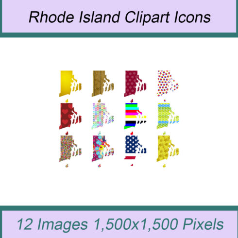 12 STYLISH RHODE ISLAND STATE CLIPART ICONS cover image.