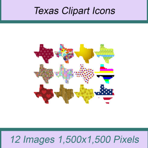 12 STYLISH TEXAS STATE CLIPART ICONS cover image.