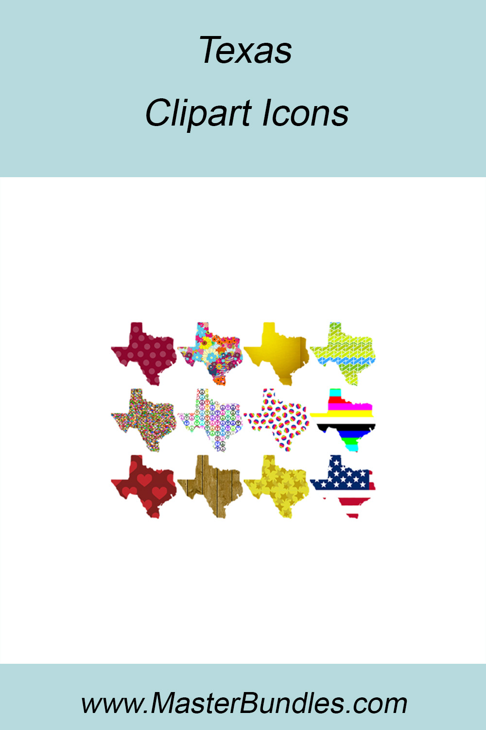 12 STYLISH TEXAS STATE CLIPART ICONS pinterest preview image.