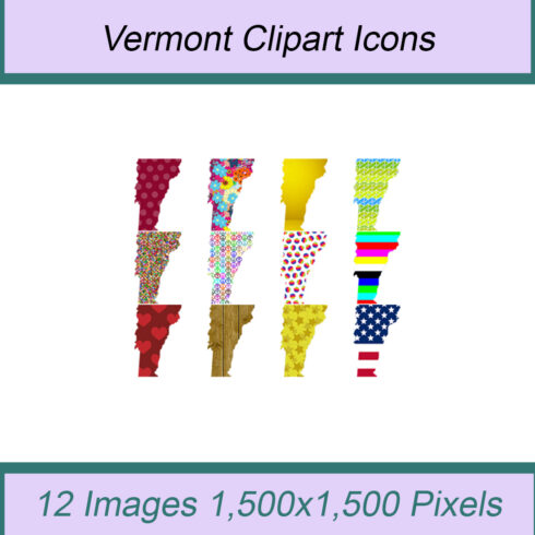 12 STYLISH VERMONT STATE CLIPART ICONS cover image.