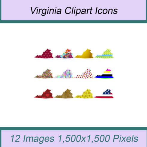 12 STYLISH VIRGINIA STATE CLIPART ICONS cover image.