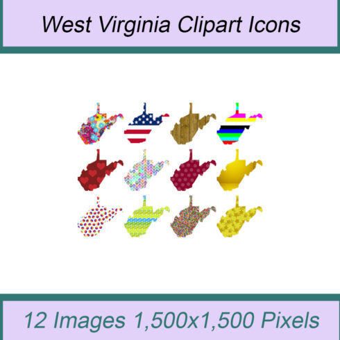 12 STYLISH WEST VIRGINIA STATE CLIPART ICONS cover image.