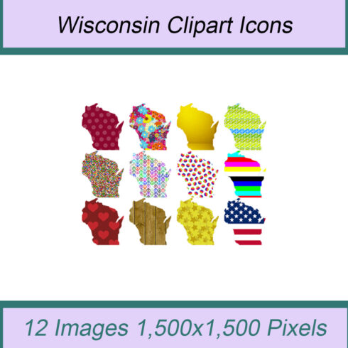 12 STYLISH WISCONSIN STATE CLIPART ICONS cover image.