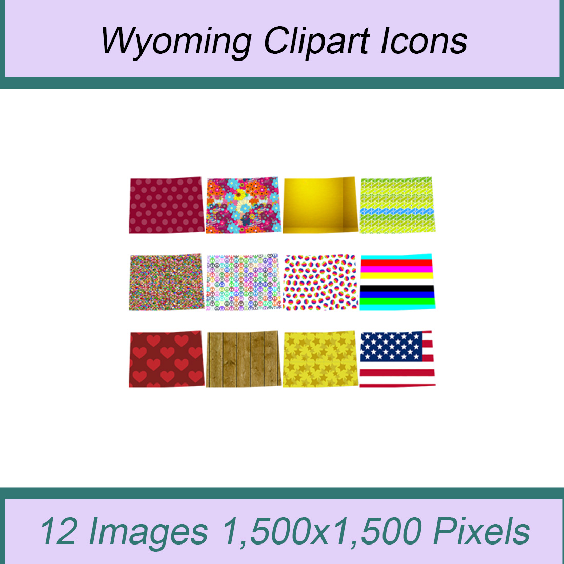 12 STYLISH WYOMING STATE CLIPART ICONS cover image.