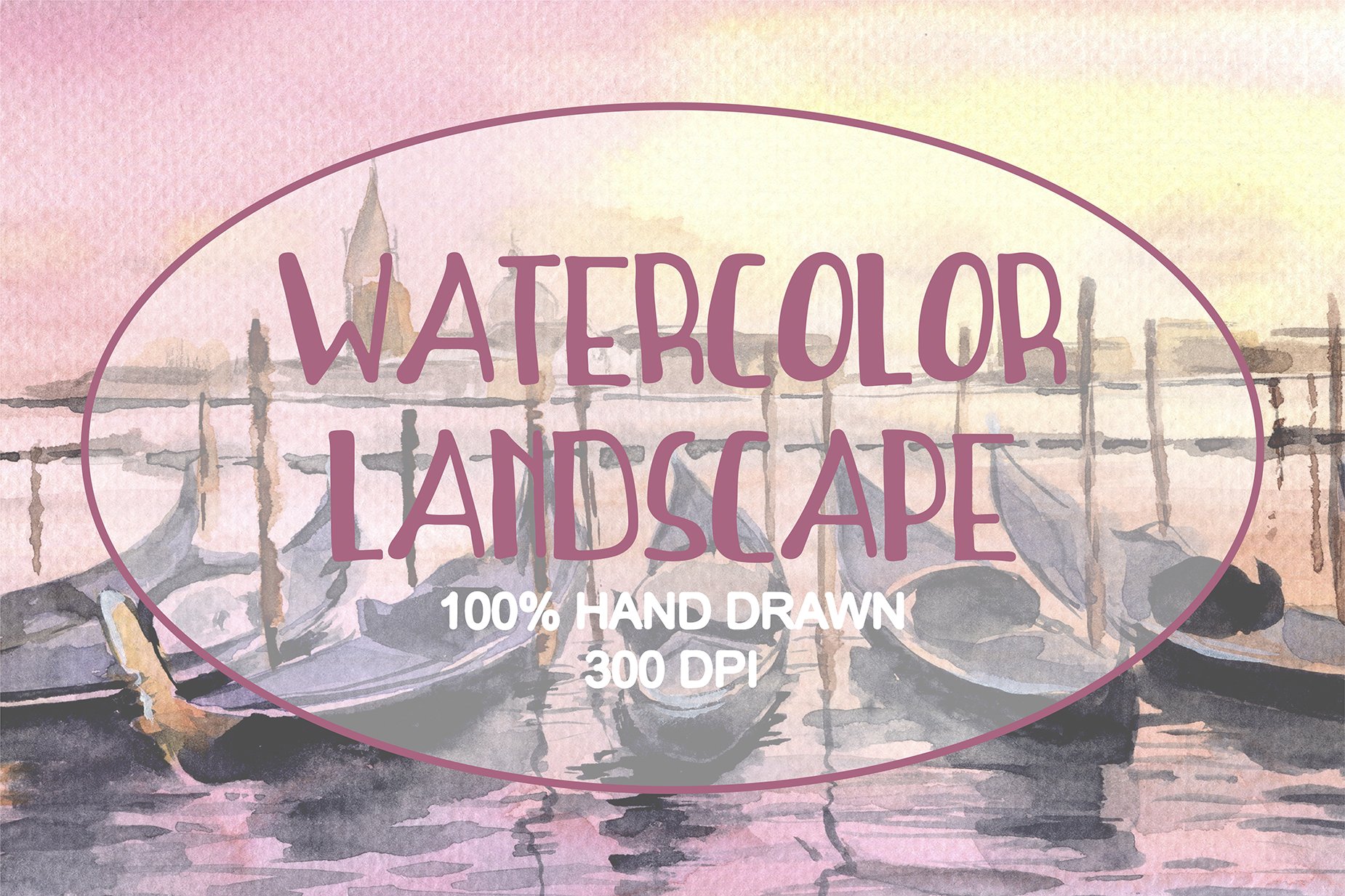 Watercolor Venice Sunset Landscape cover image.
