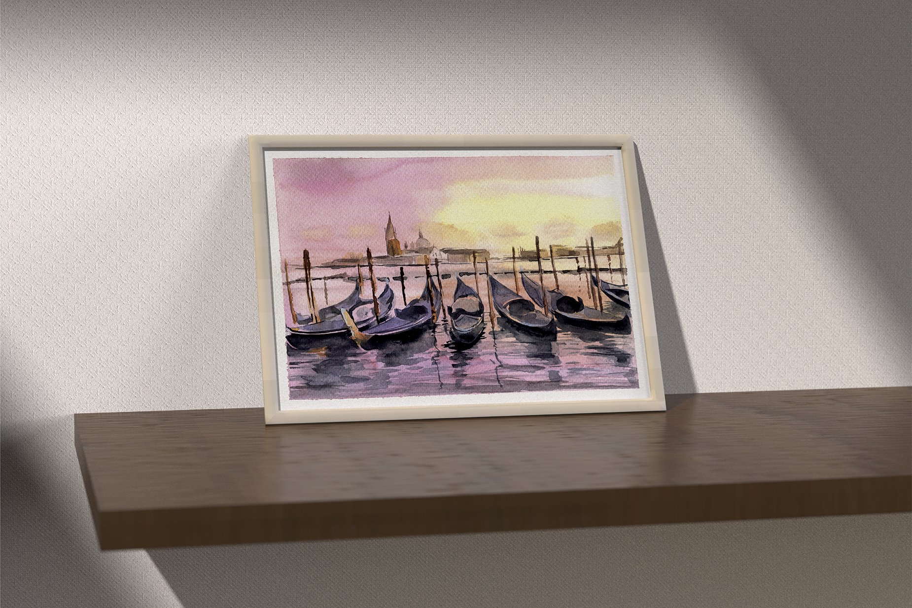 Watercolor Venice Sunset Landscape preview image.